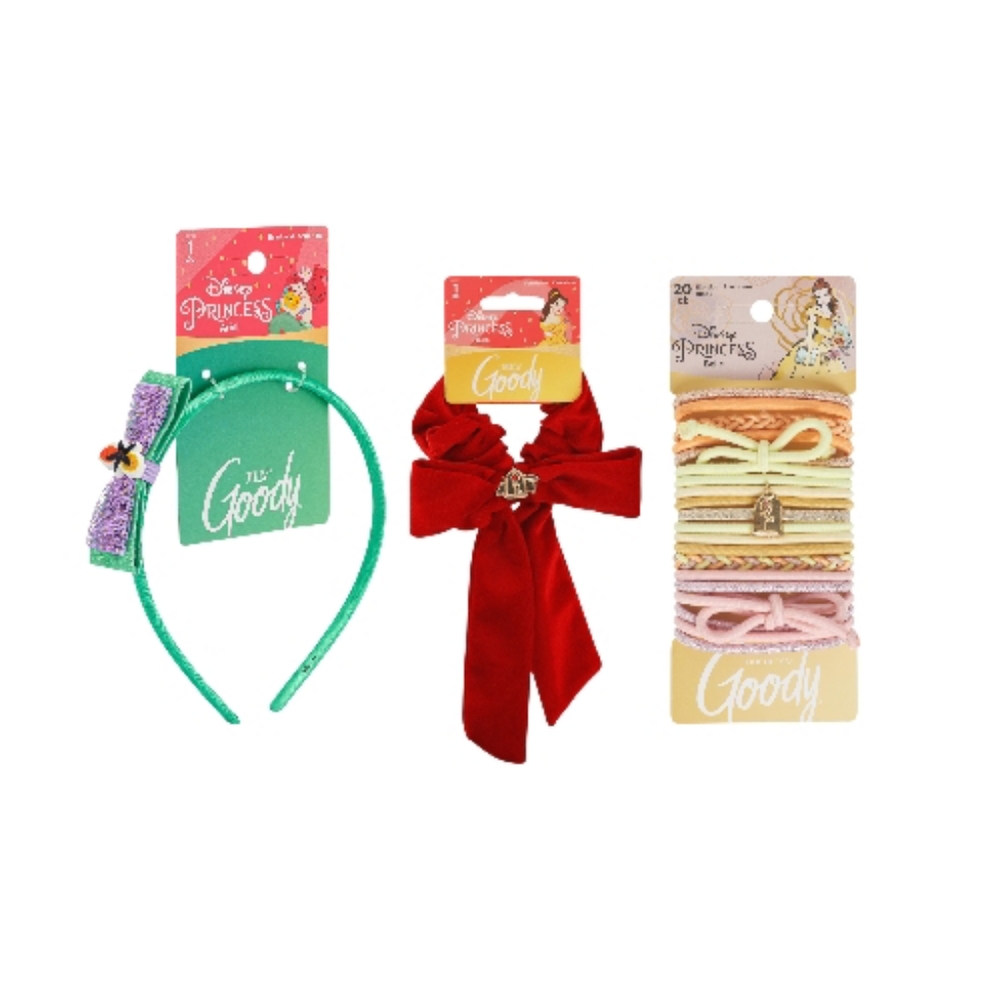 Goody Disney Princesses Set -  Belle Elastics, Belle Scrunchie, Ariel Headband